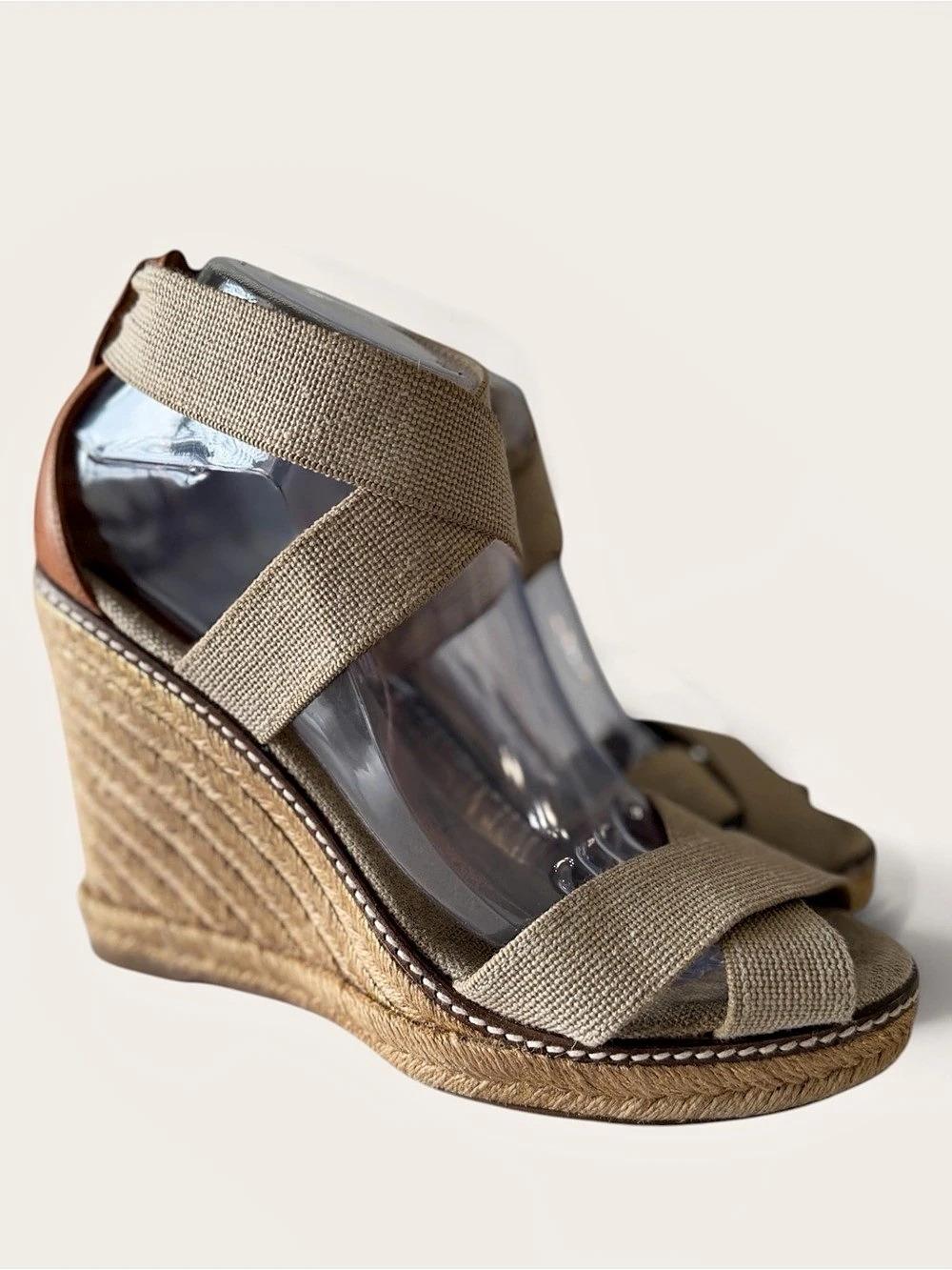 Tory Burch Wedge Sandals in Brown & Tan Like New